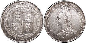 монета Великобритания 1 шиллинг 1887
