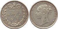 монета Великобритания 3 пенса 1881