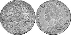 монета Великобритания 1 шиллинг 1743
