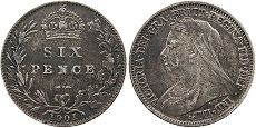монета Великобритания 6 пенсов 1901