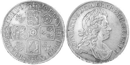 монета Великобритания 1 крона 1716