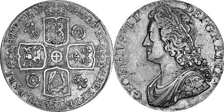 монета Великобритания 1 крона 1735