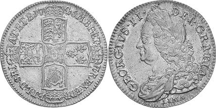 монета Великобритания 1 крона 1746