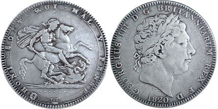 монета Великобритания 1 крона 1820