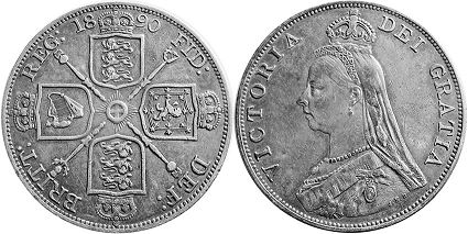 монета Великобритания Двойной флорин 1890