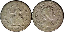 монета Великобритания 1 фартинг 1720