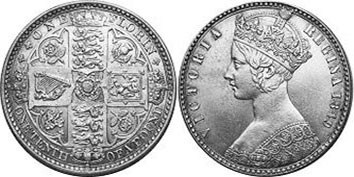 монета Великобритания флорин 1849