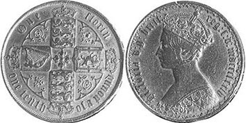 монета Великобритания флорин 1874