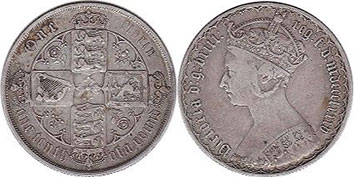 монета Великобритания флорин 1885