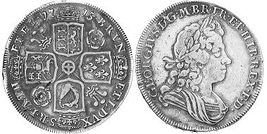 монета Великобритания 1/2 кроны 1715