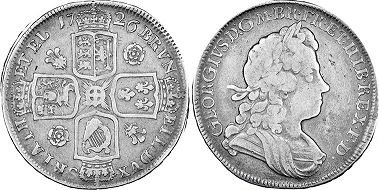 монета Великобритания 1/2 кроны 1726