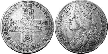 монета Великобритания 1/2 кроны 1745