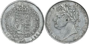 монета Великобритания 1/2 кроны 1823