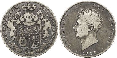 монета Великобритания 1/2 кроны 1829