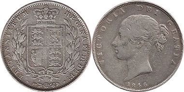 монета Великобритания 1/2 кроны 1846