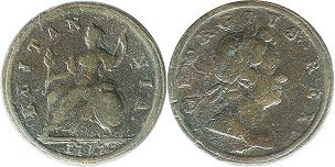 монета Великобритания 1/2 пенни 1717
