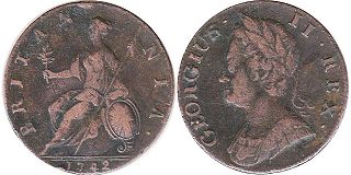 монета Великобритания 1/2 пенни 1742