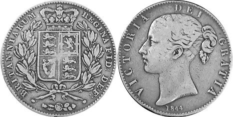 монета Великобритания 1 крона 1844
