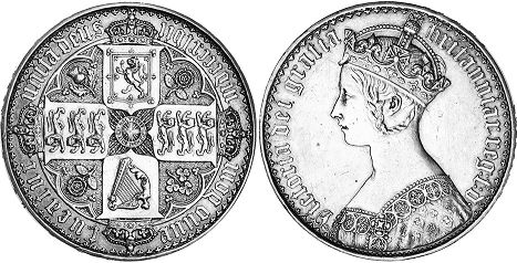 монета Великобритания 1 крона 1847