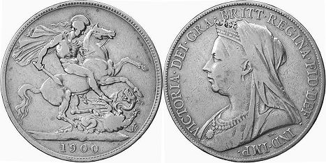 монета Великобритания 1 крона 1900