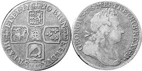 монета Великобритания 1 шиллинг 1720