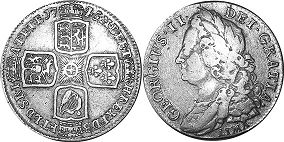монета Великобритания 1 шиллинг 1745