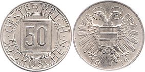 монета Австрия 50 грошенов 1934