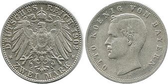 монета Бавария 2 марки 1902
