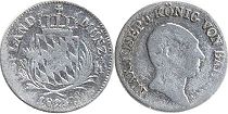 монета Бавария 3 крейцера 1825