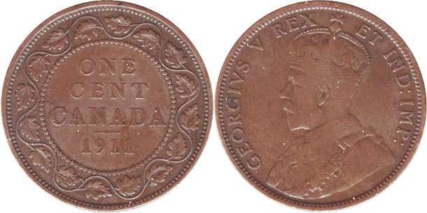 монета Канада монета 1 цент 1911