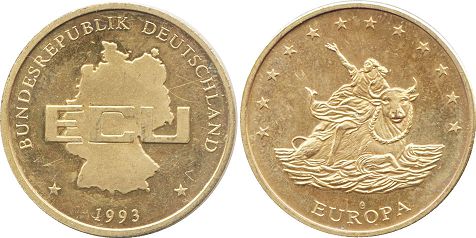 монета Германия 1 экю 1993