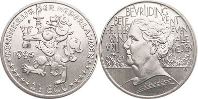 монета Нидерланды 2.5 экю 1995