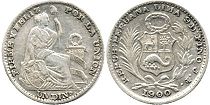 монета Перу 1 динеро 1900