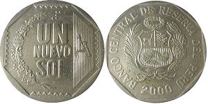 монета Перу 1 новый соль 2000