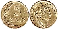 монета Перу 5 сентаво 1950