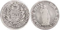 монета Перу 1/2 реала 1845