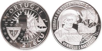 монета Португалия 2.5 экю 1991