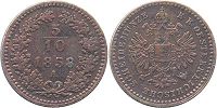 монета Австрийская Империя 5/10 крейцера 1858