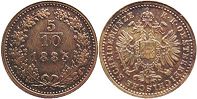 монета Австрийская Империя 5/10 крейцера 1885