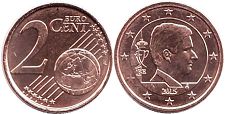 монета Бельгия 2 евро цент 2015