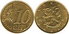 монета Финляндия 10 евро центов 2012