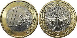 монета Франция 1 евро 2012