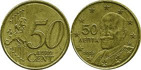 монета Греция 50 евро центов 2009