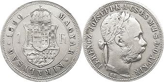монета Венгрия 1 форинт 1890