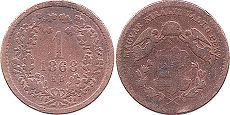 монета Венгрия 1 крейцер 1868