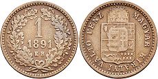 монета Венгрия 1 крейцер 1891