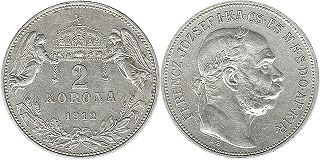 монета Венгрия 2 короны 1912