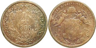 монета Венгрия 4 крейцера 1868