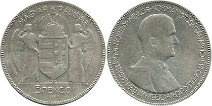 монета Венгрия 5 пенгё 1930