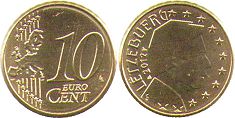 монета Люксембург 10 евро центов 2004